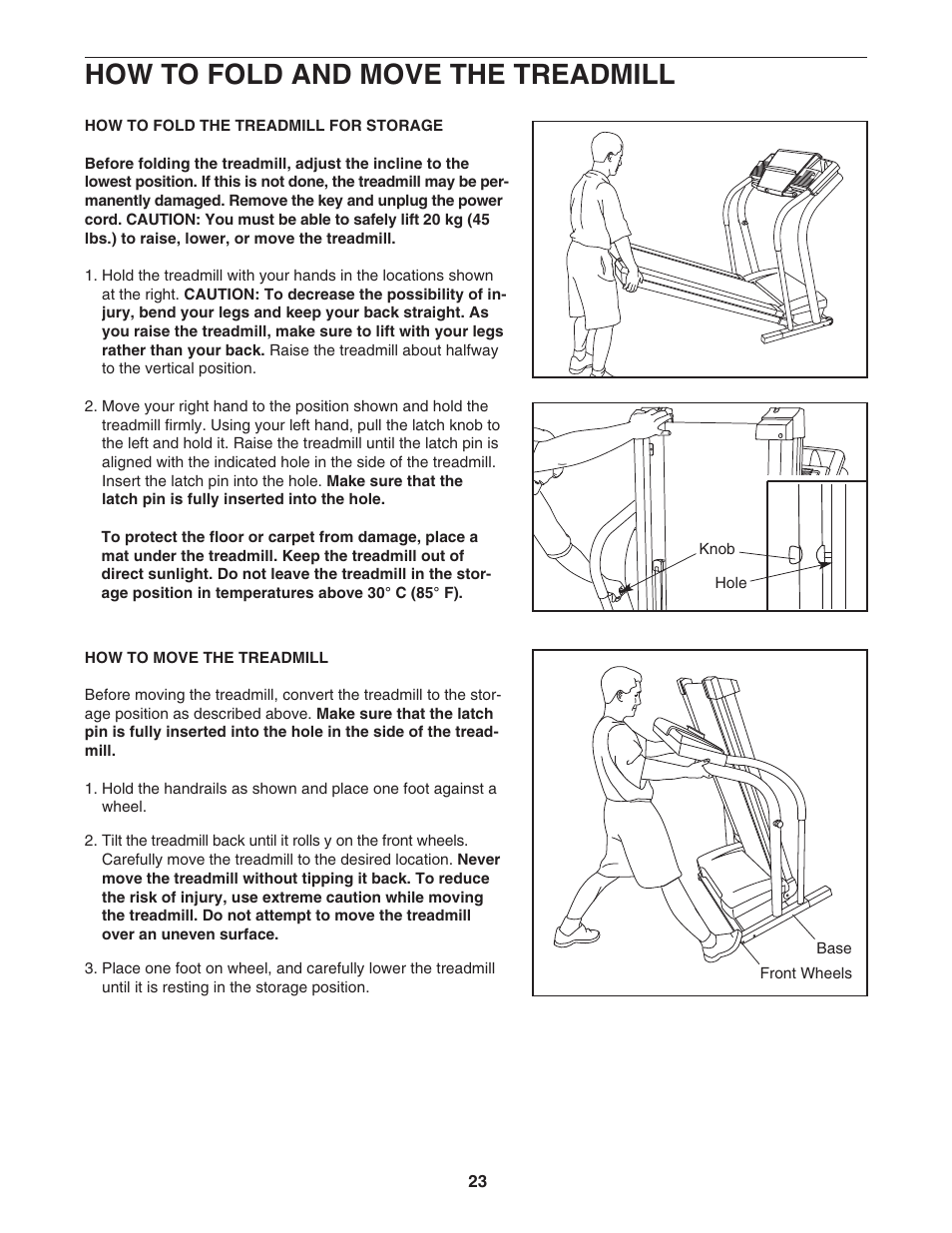 How to fold and move the treadmill | NordicTrack NCTL10840 User Manual | Page 23 / 34