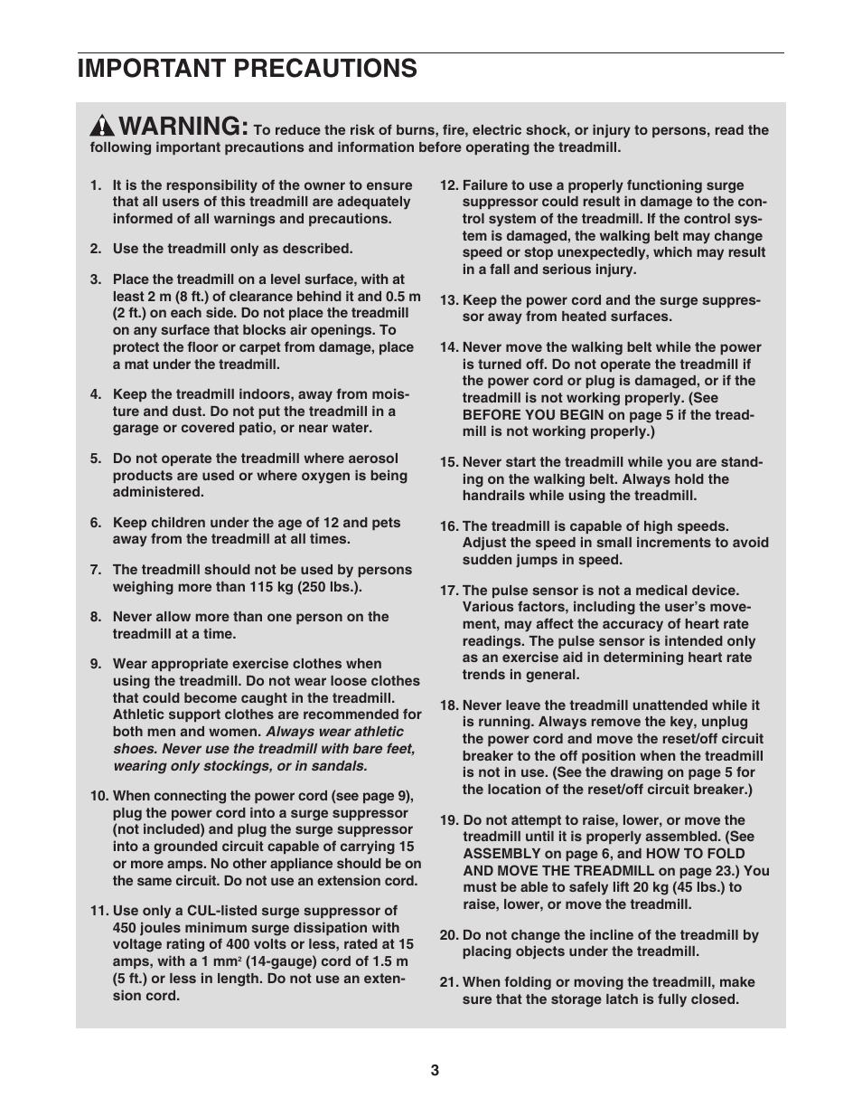 Warning, Important precautions | NordicTrack NCTL10840 User Manual | Page 3 / 34