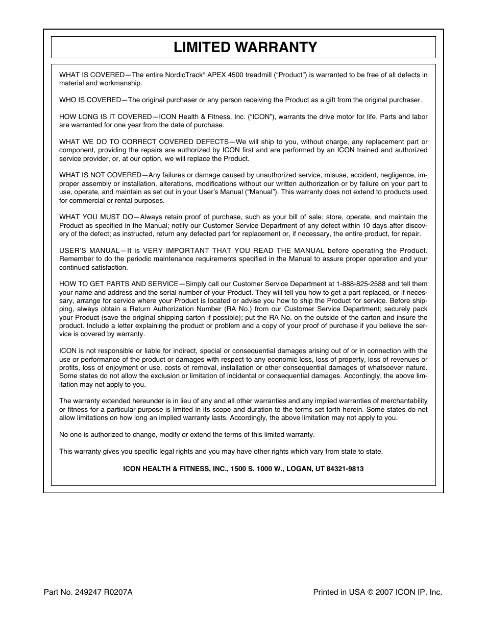 Limited warranty | NordicTrack NTL15907.0 User Manual | Page 32 / 32