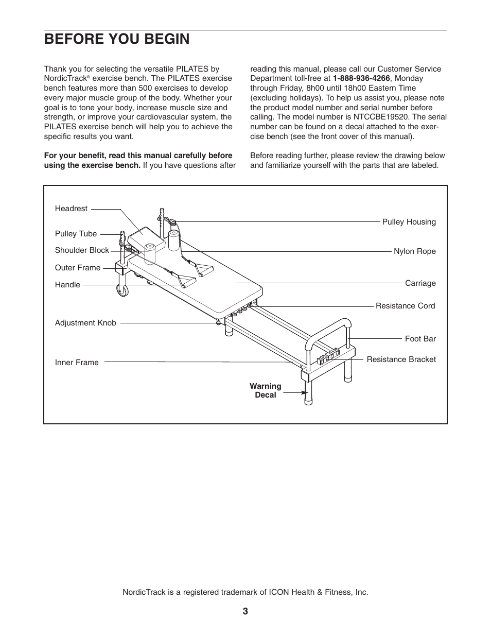 Before you begin | NordicTrack NTCCBE19520 User Manual | Page 3 / 12