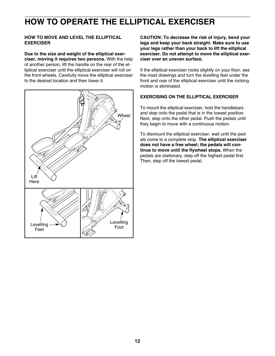 How to operate the elliptical exerciser | NordicTrack NTEL4255.2 User Manual | Page 12 / 28