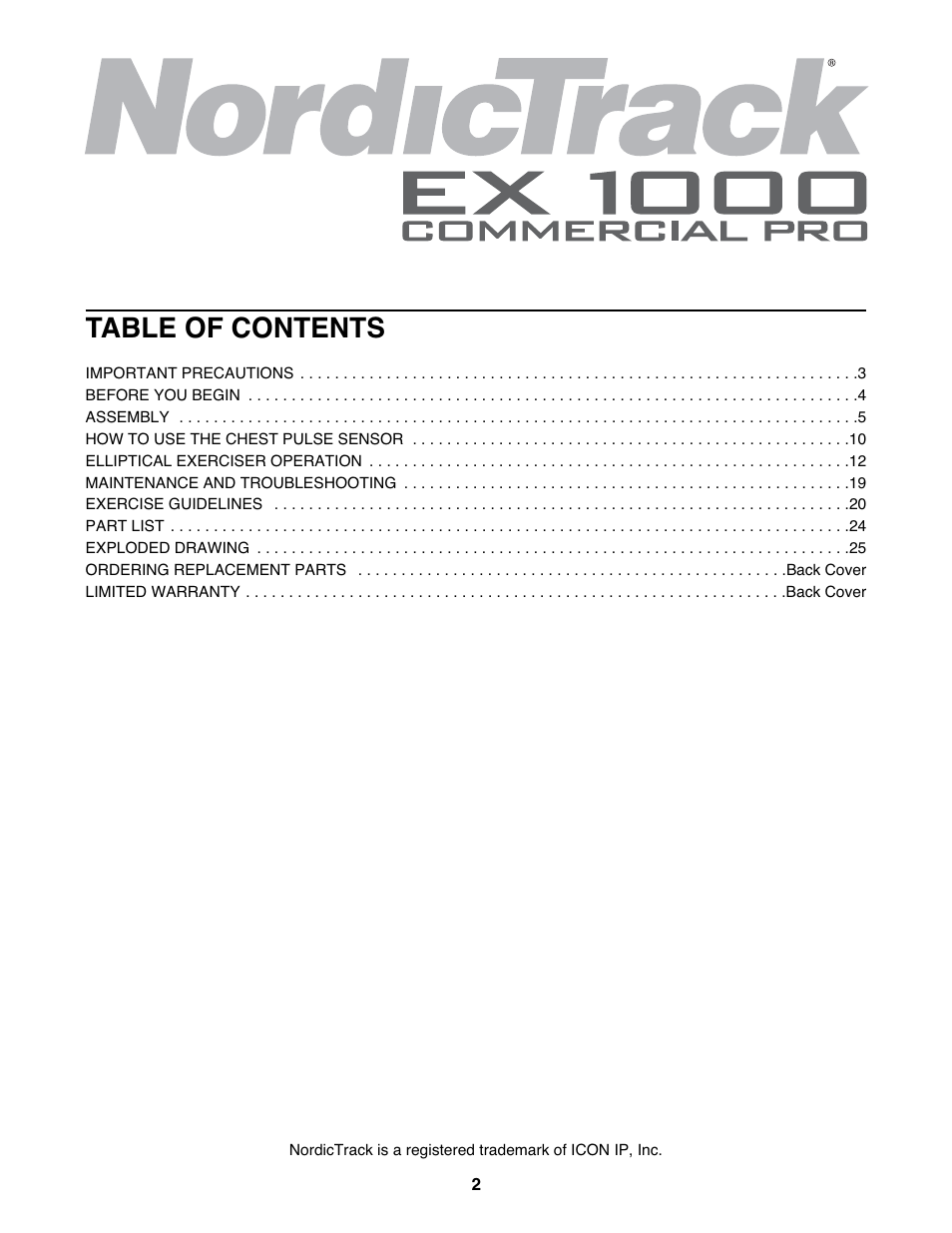 NordicTrack NTEL4255.2 User Manual | Page 2 / 28