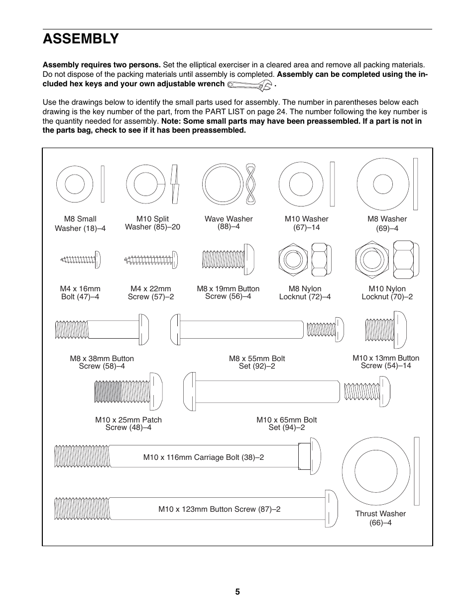 Assembly | NordicTrack NTEL4255.2 User Manual | Page 5 / 28