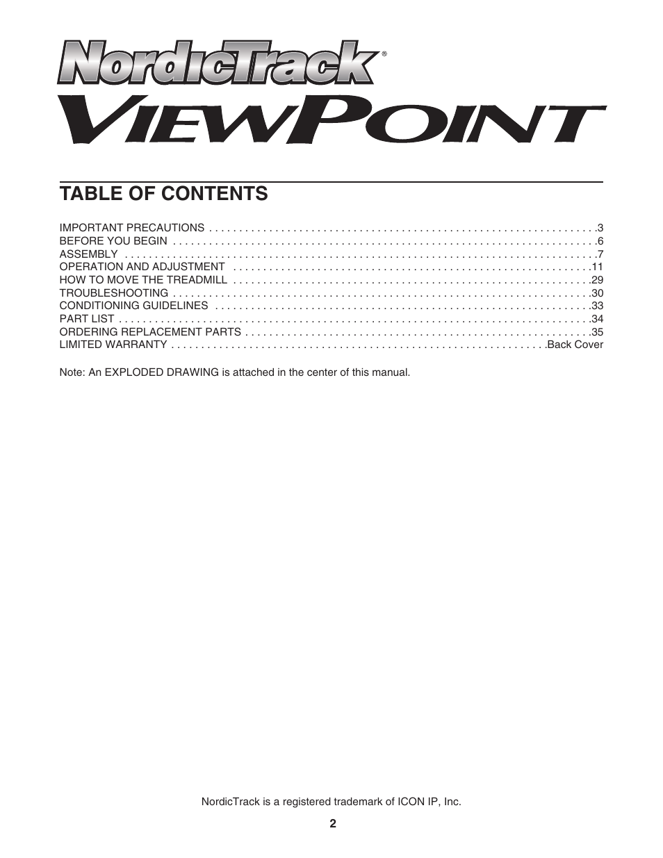 NordicTrack NTL2495.2 User Manual | Page 2 / 38