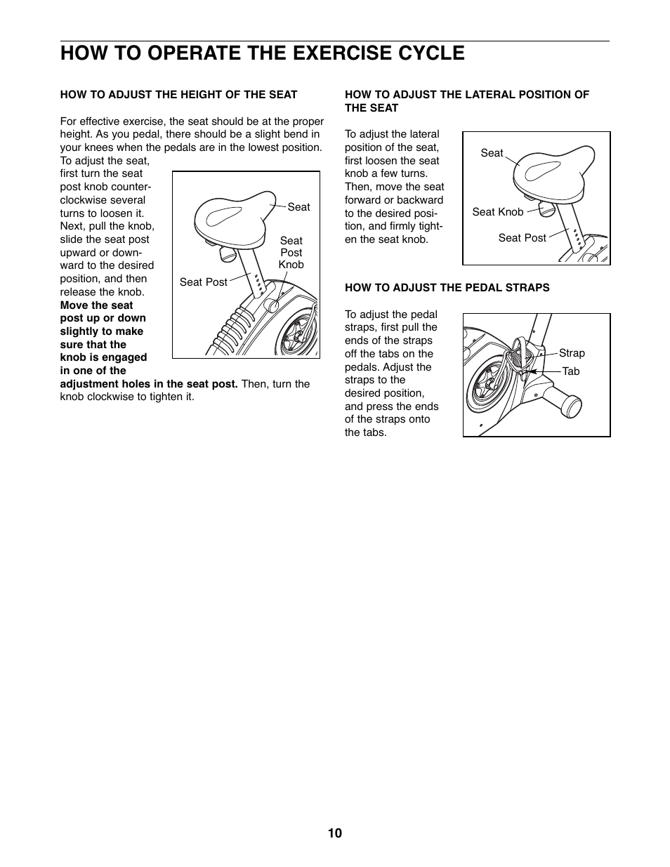 How to operate the exercise cycle | NordicTrack U300 NTEX3196.0 User Manual | Page 10 / 24