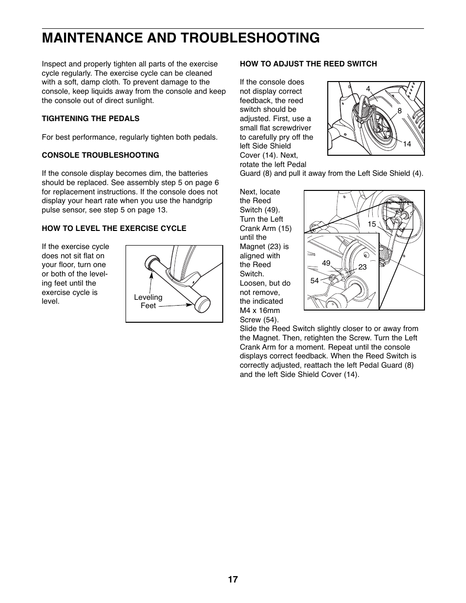 Maintenance and troubleshooting | NordicTrack U300 NTEX3196.0 User Manual | Page 17 / 24