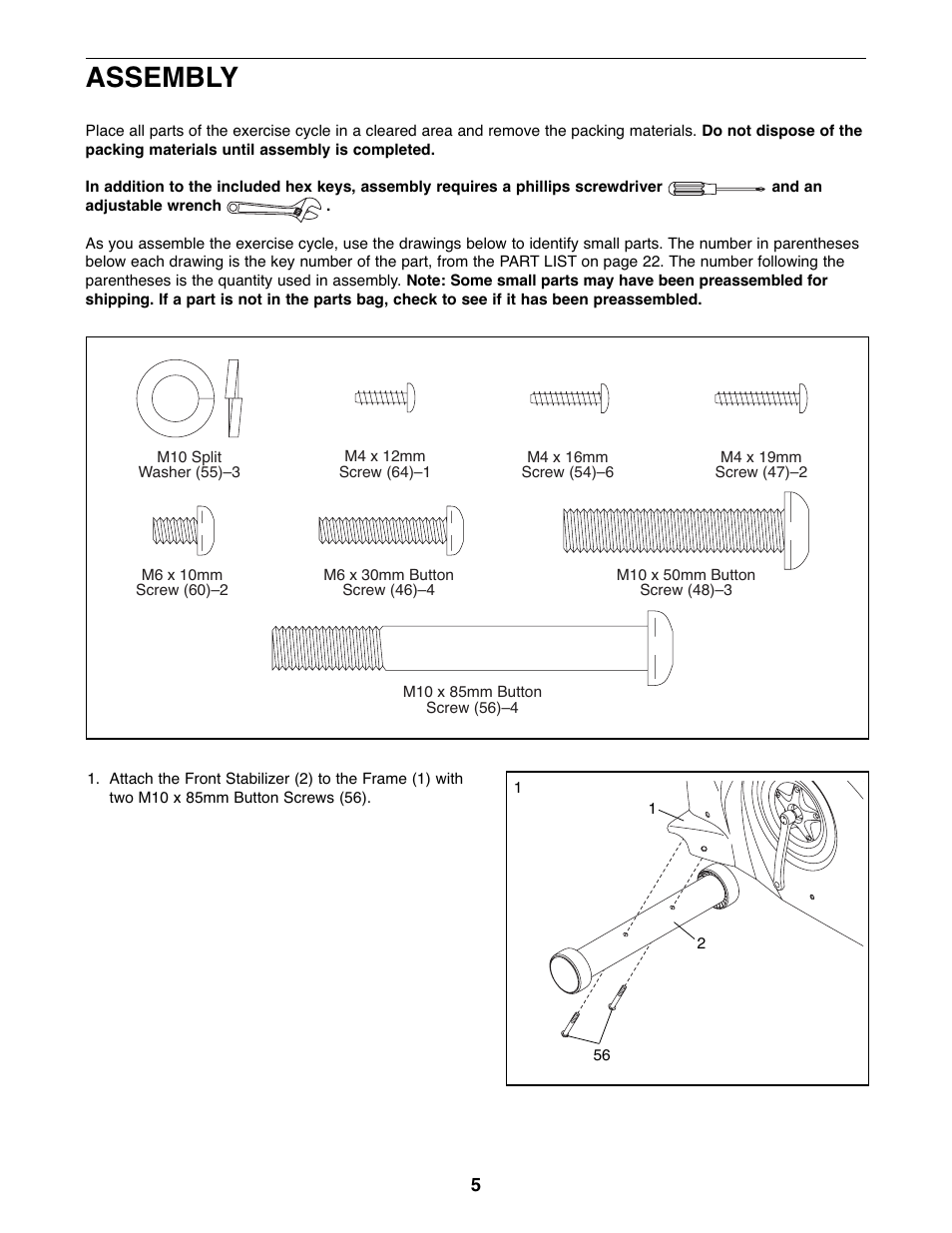 Assembly | NordicTrack U300 NTEX3196.0 User Manual | Page 5 / 24