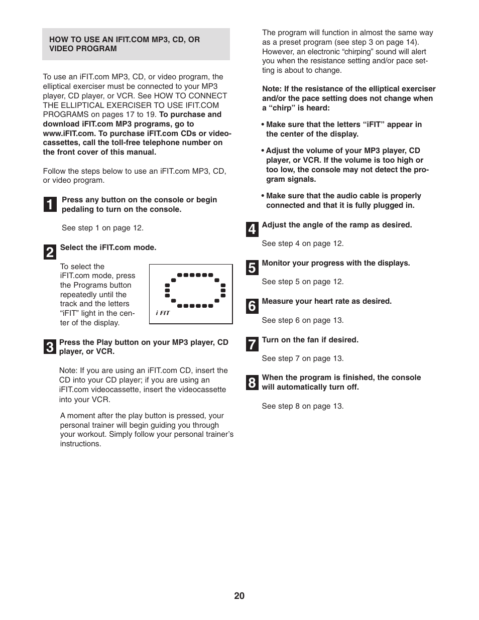 NordicTrack CX 1055 elliptical exerciser 30508.0 User Manual | Page 20 / 28