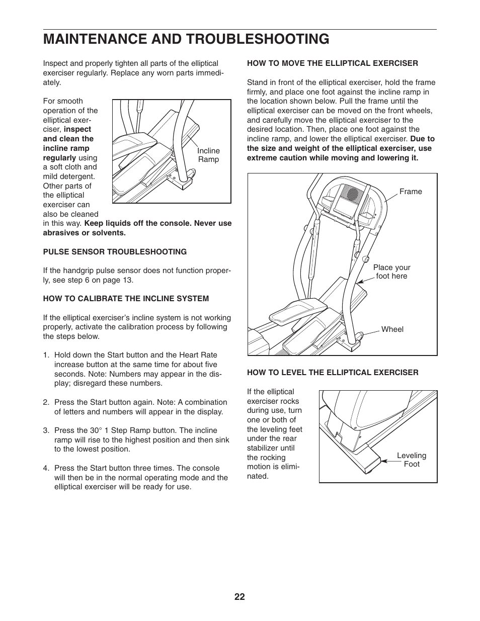 Maintenance and troubleshooting | NordicTrack CX 1055 elliptical exerciser 30508.0 User Manual | Page 22 / 28