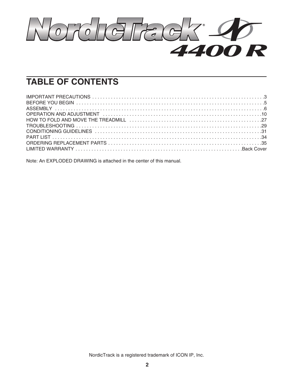 NordicTrack NTL1895.1 User Manual | Page 2 / 38