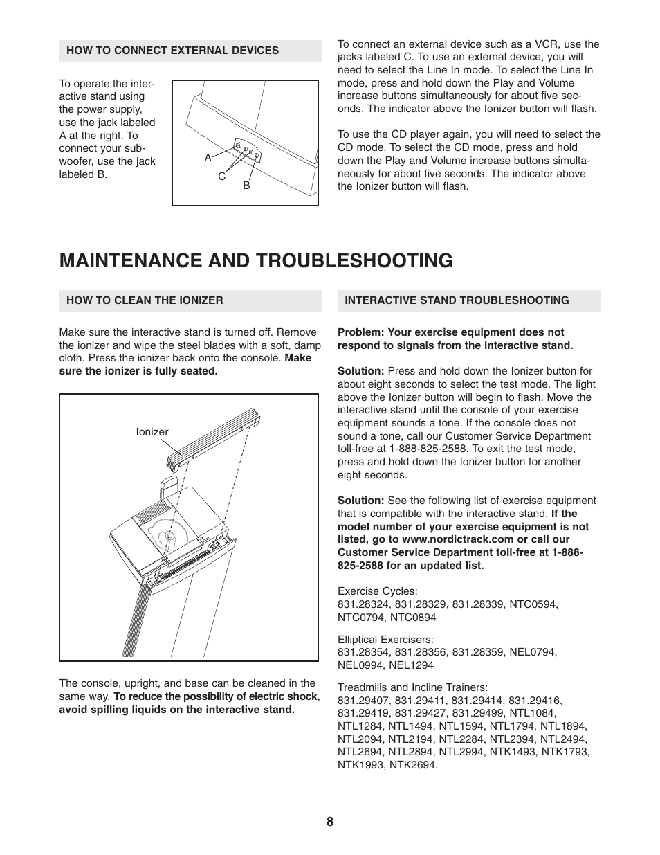 Maintenance and troubleshooting | NordicTrack NTMC29931 User Manual | Page 8 / 12