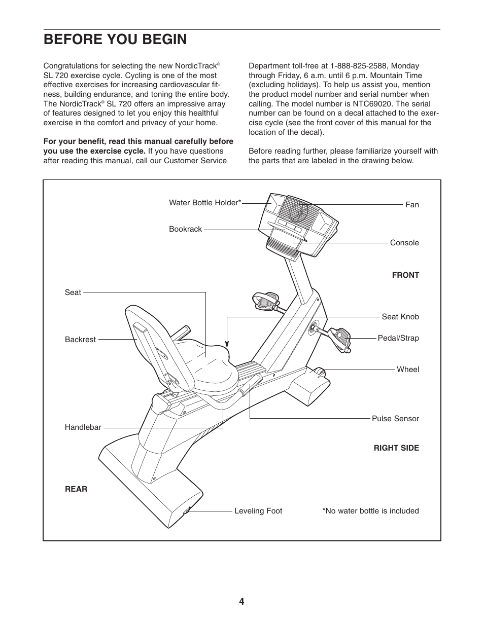 Before you begin | NordicTrack NTC69020 User Manual | Page 4 / 28