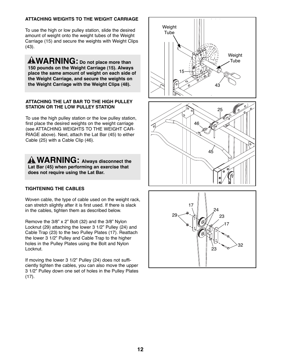 Warning | NordicTrack NTBE06900 User Manual | Page 12 / 19