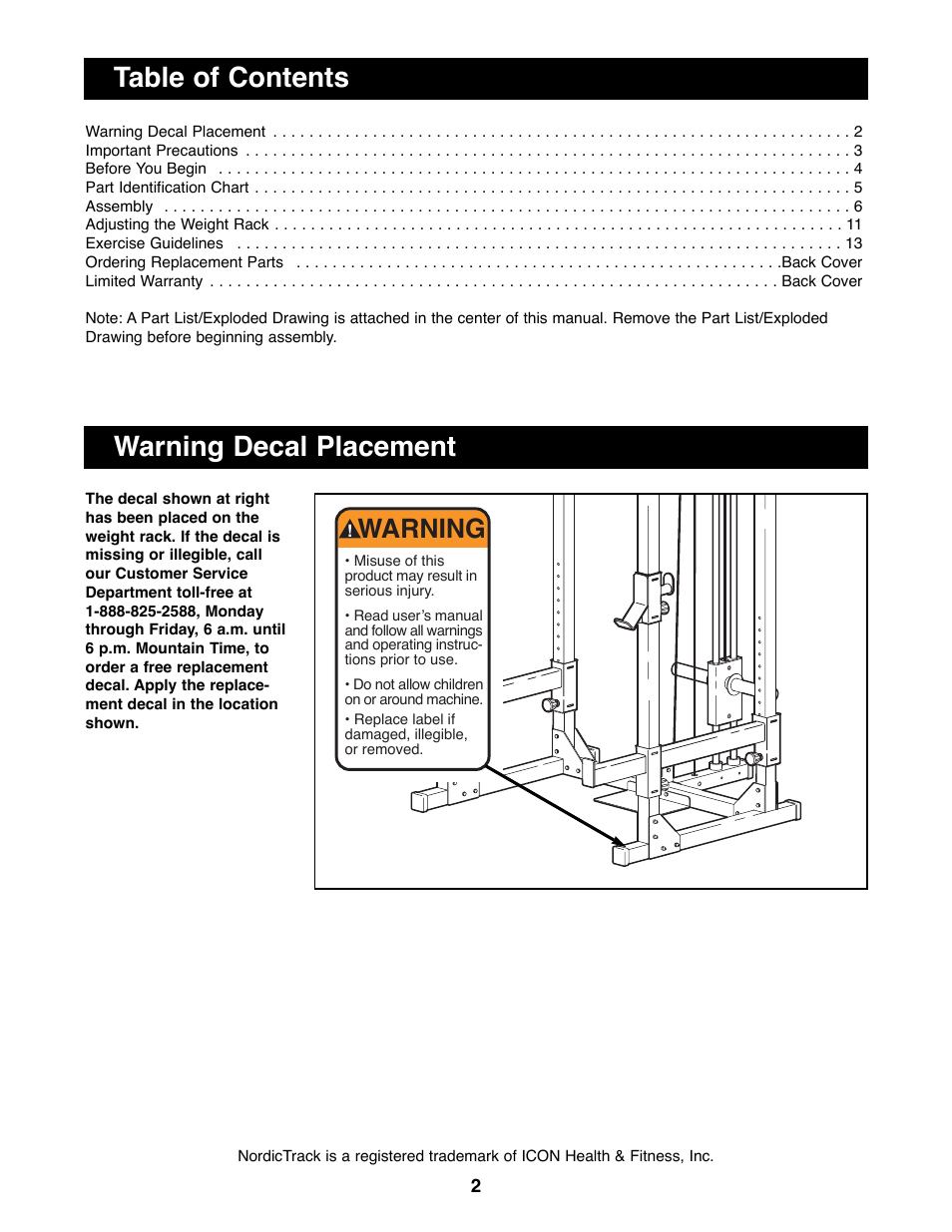 NordicTrack NTBE06900 User Manual | Page 2 / 19