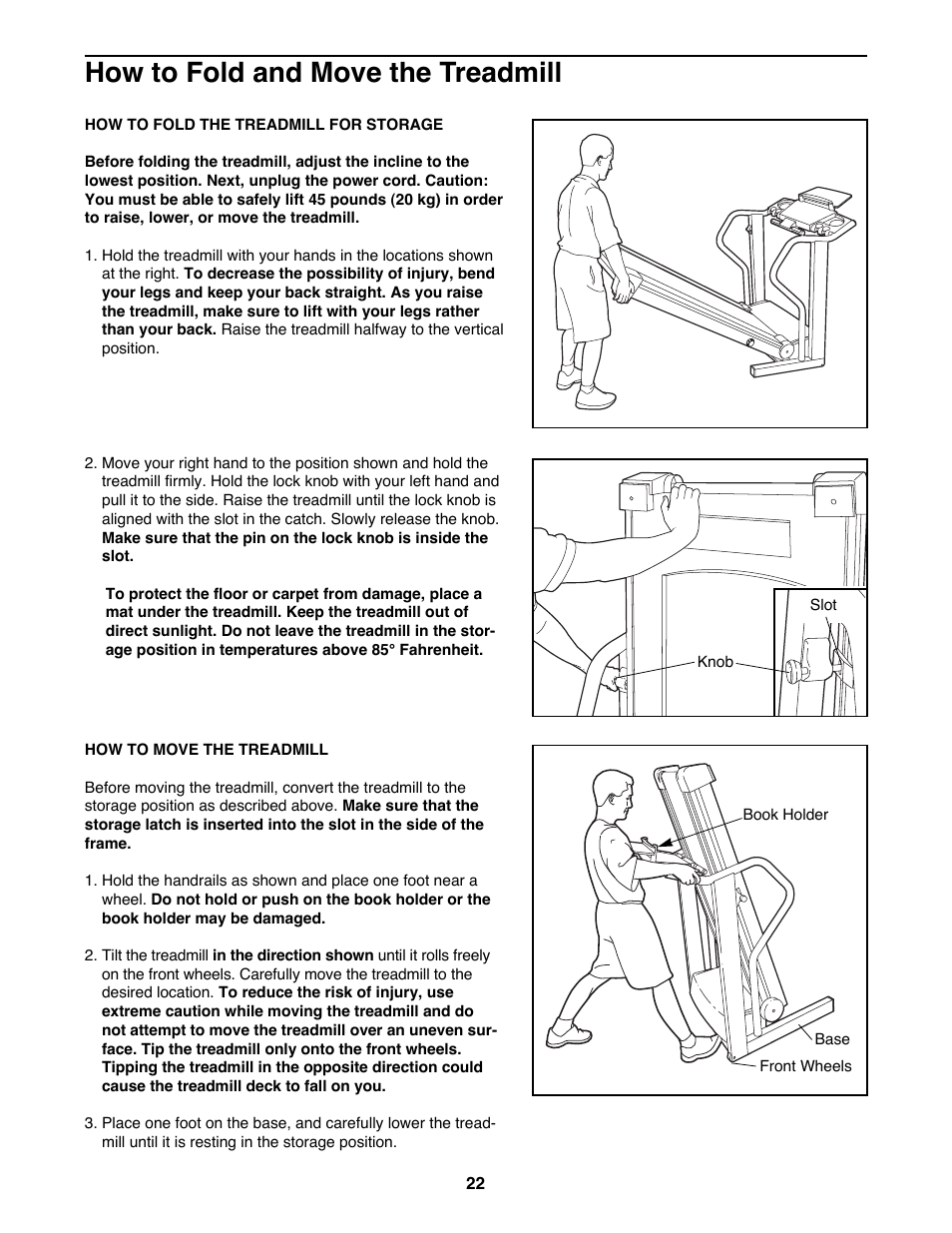 How to fold and move the treadmill | NordicTrack NTTL24080 User Manual | Page 22 / 34