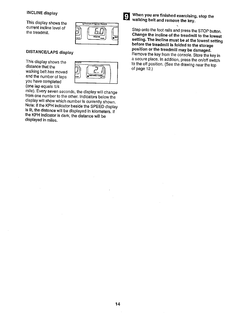 Distance/laps display | NordicTrack 831.29882 User Manual | Page 14 / 34