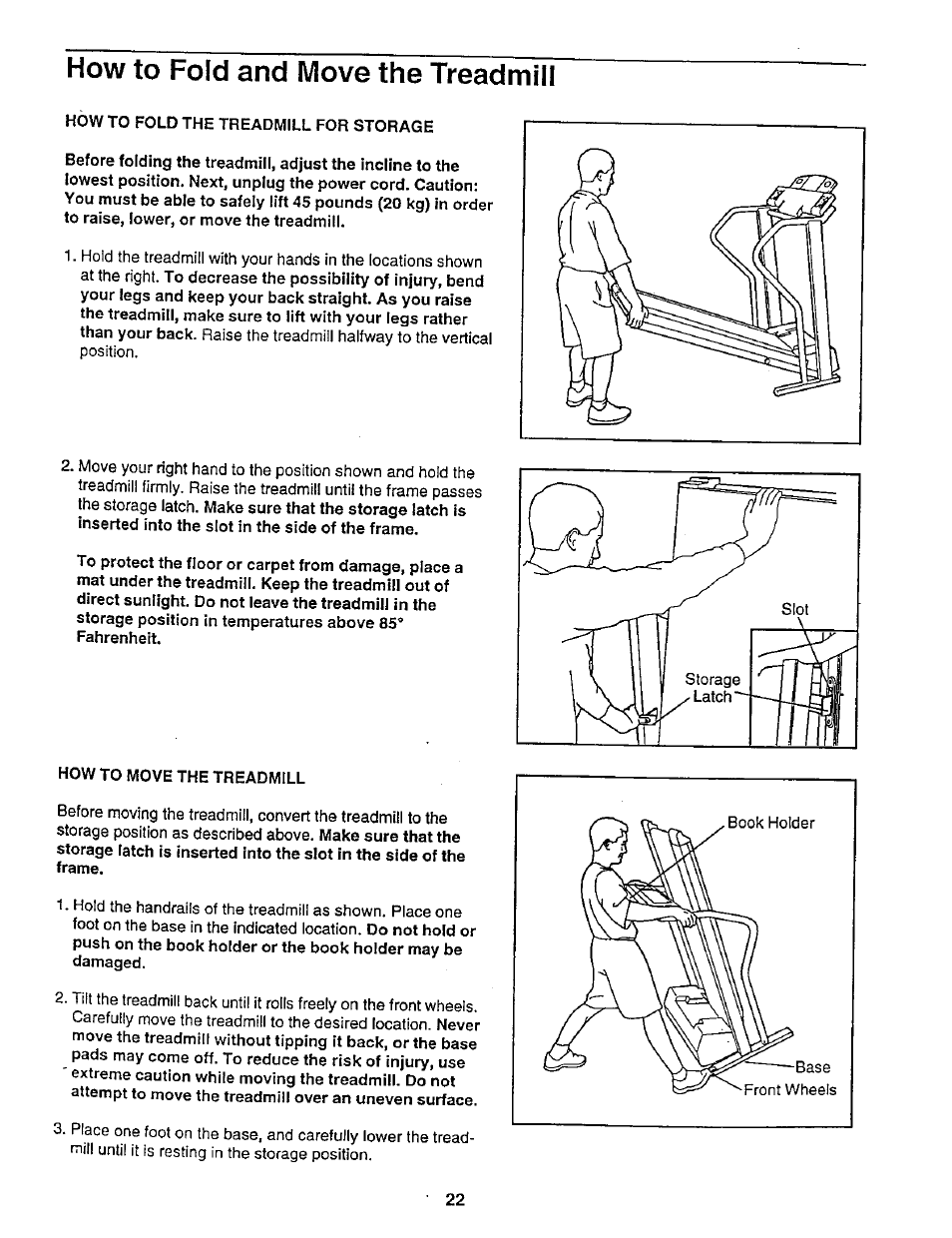 How to fold and move the treadmill | NordicTrack 831.29882 User Manual | Page 22 / 34