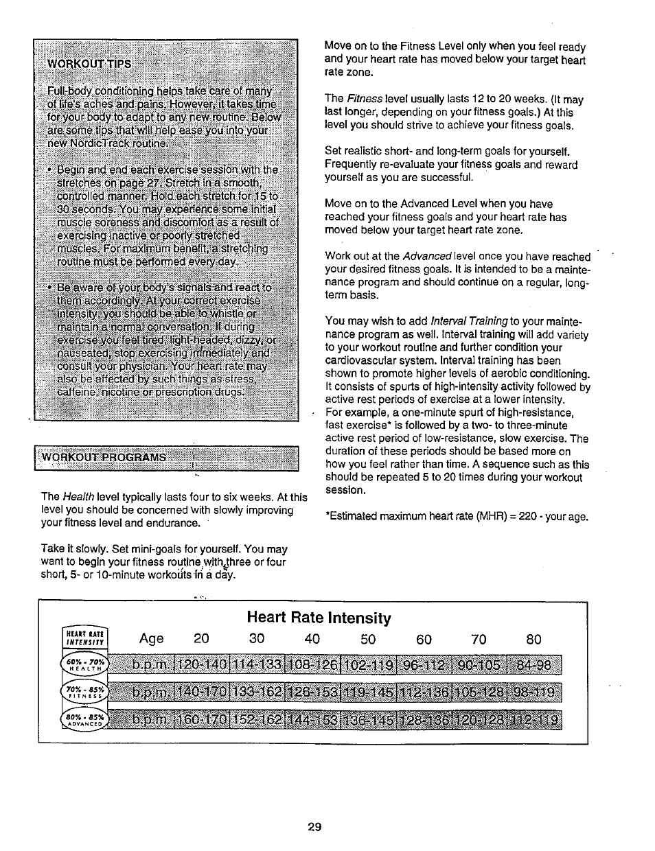 Heart rate intensity | NordicTrack 831.29882 User Manual | Page 29 / 34