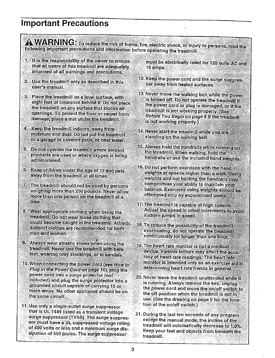 Important precautions | NordicTrack 831.29882 User Manual | Page 3 / 34