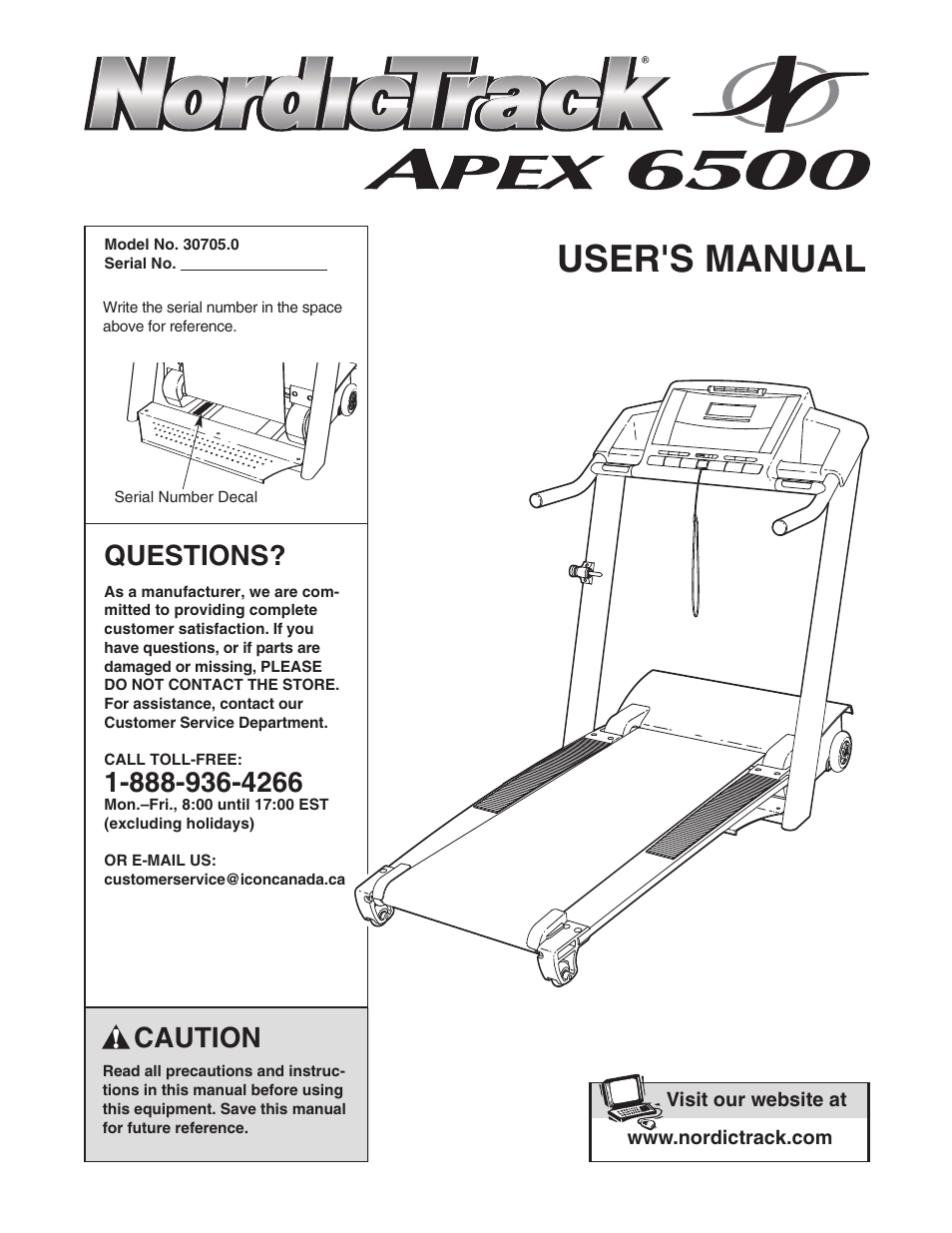 NordicTrack APEX 6500 30705.0 User Manual | 36 pages