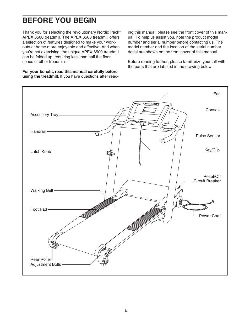 Before you begin | NordicTrack APEX 6500 30705.0 User Manual | Page 5 / 36