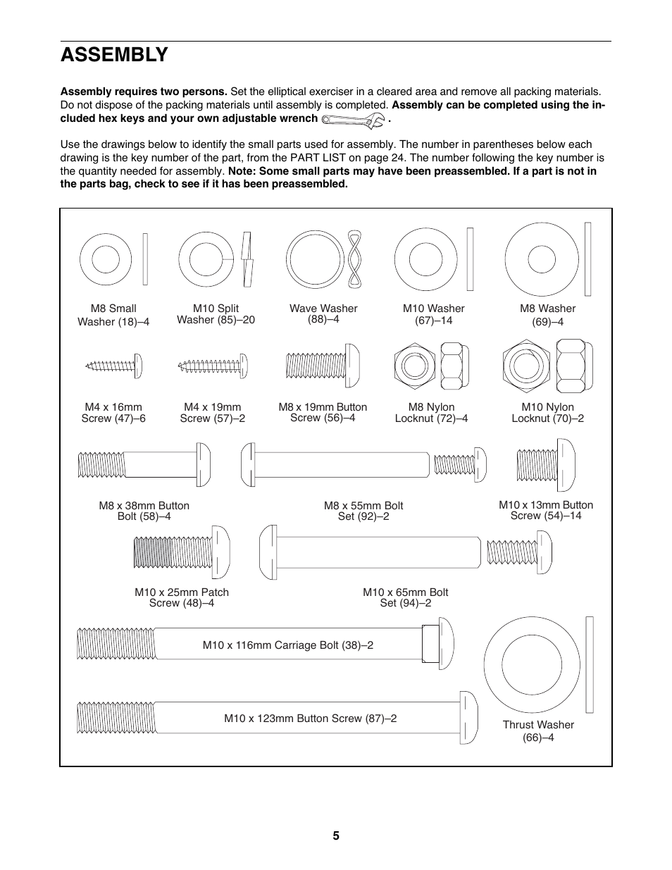 Assembly | NordicTrack EX 1000 NTEL4255.1 User Manual | Page 5 / 28