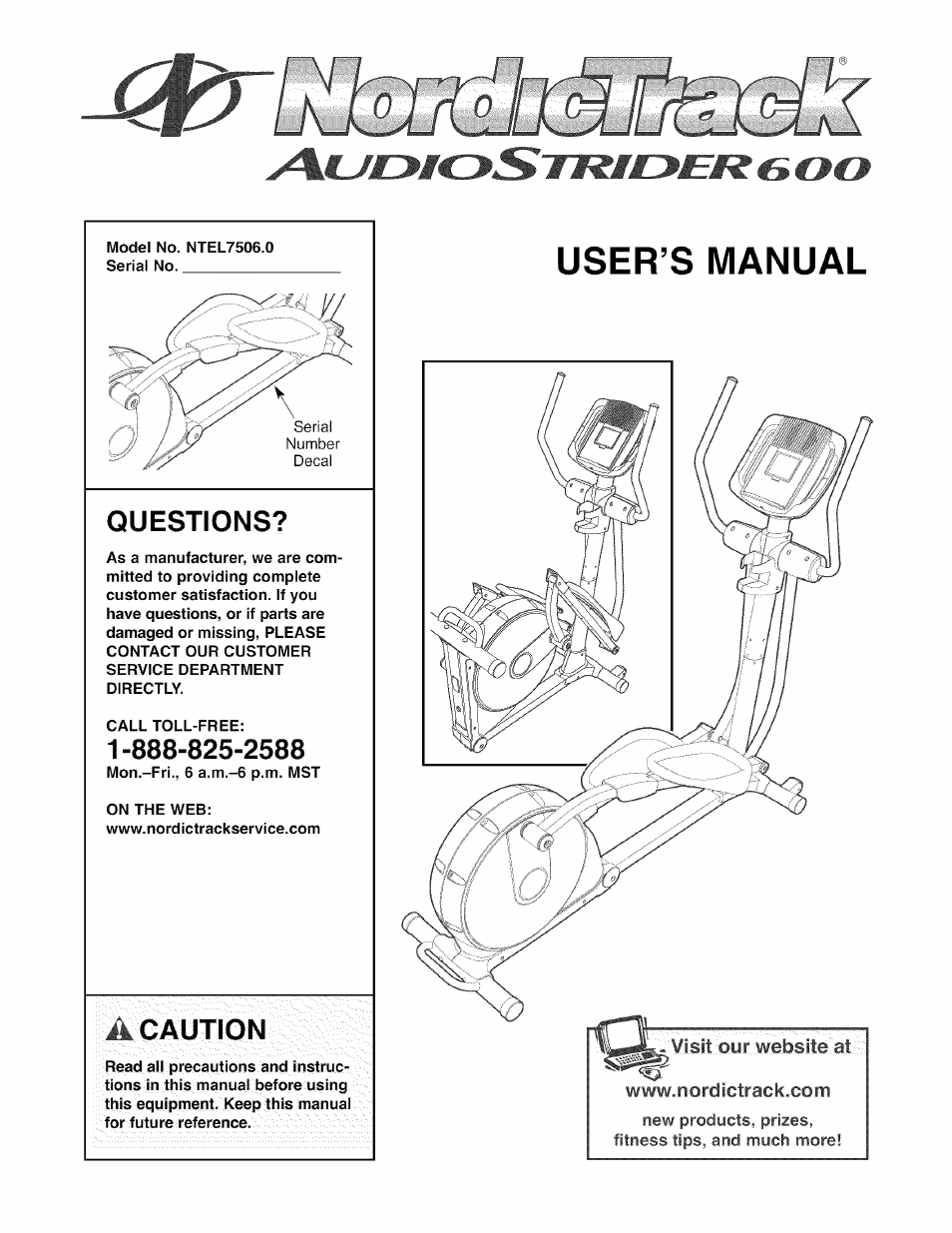 NordicTrack AUDIOSTRIDER NTEL7506.0 User Manual | 28 pages