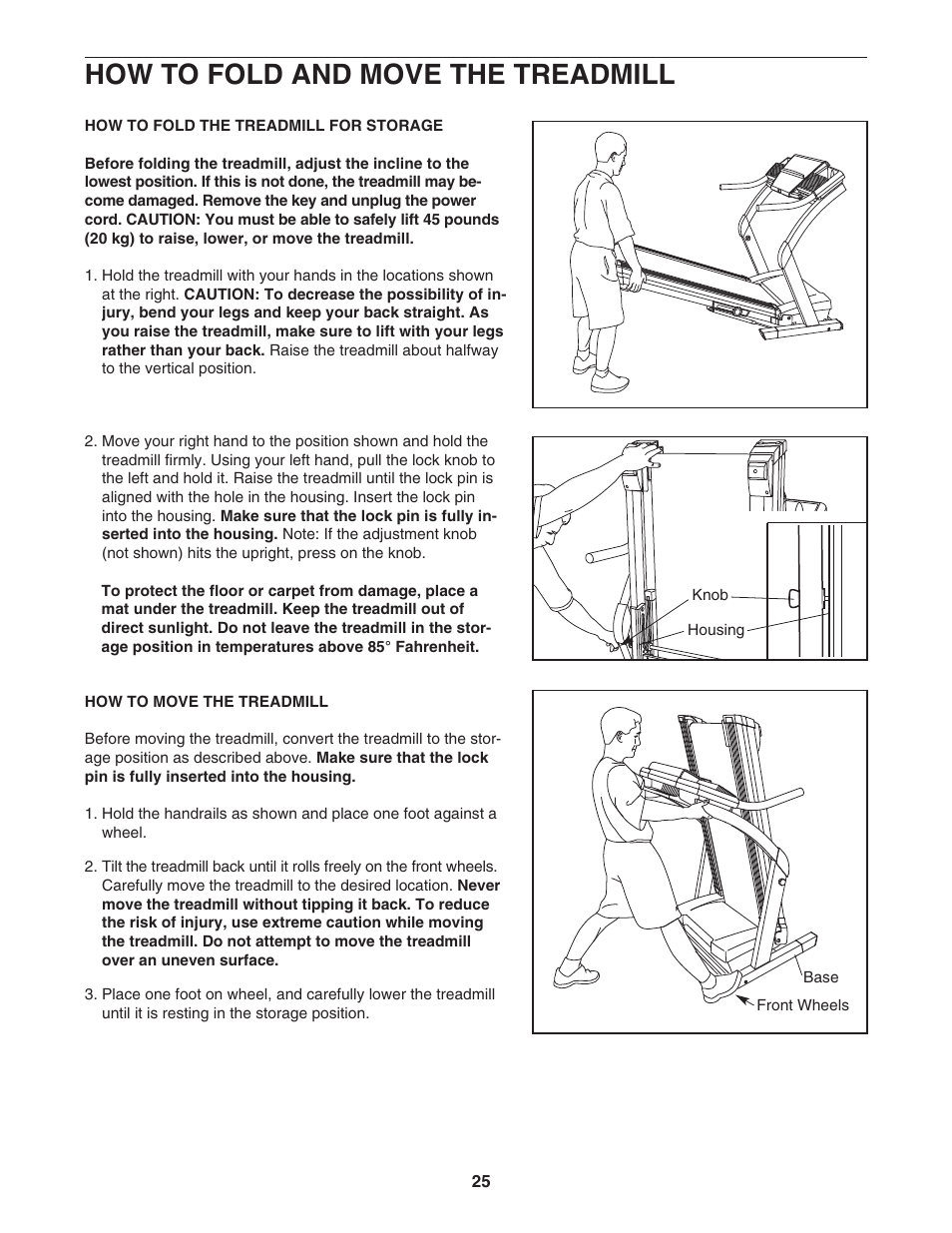 How to fold and move the treadmill | NordicTrack NTL19922 User Manual | Page 25 / 34