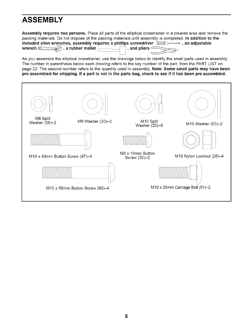 Assembly | NordicTrack CX 920 831.28353 User Manual | Page 5 / 24