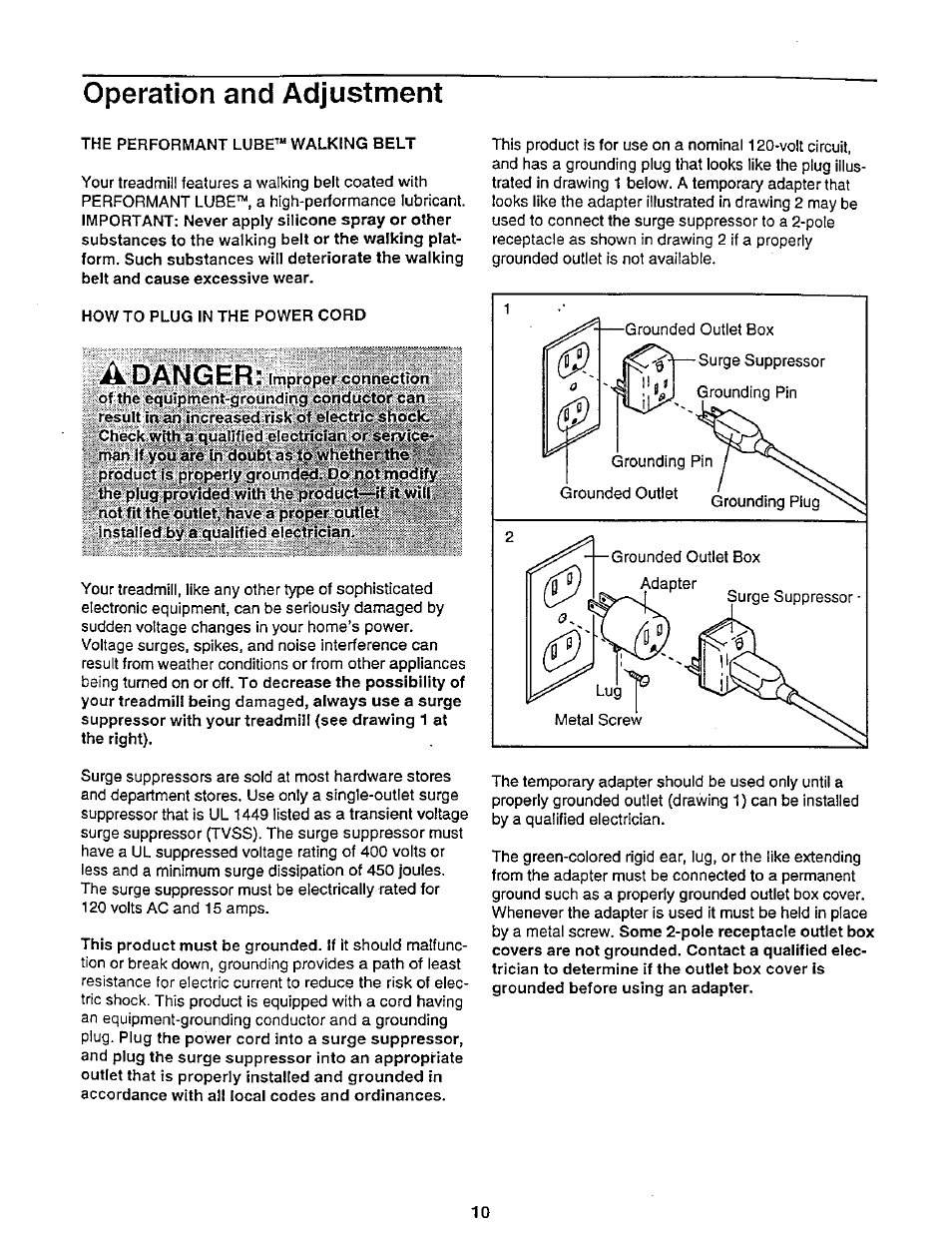 Operation and adjustment, Danger | NordicTrack 831.29881 User Manual | Page 10 / 30