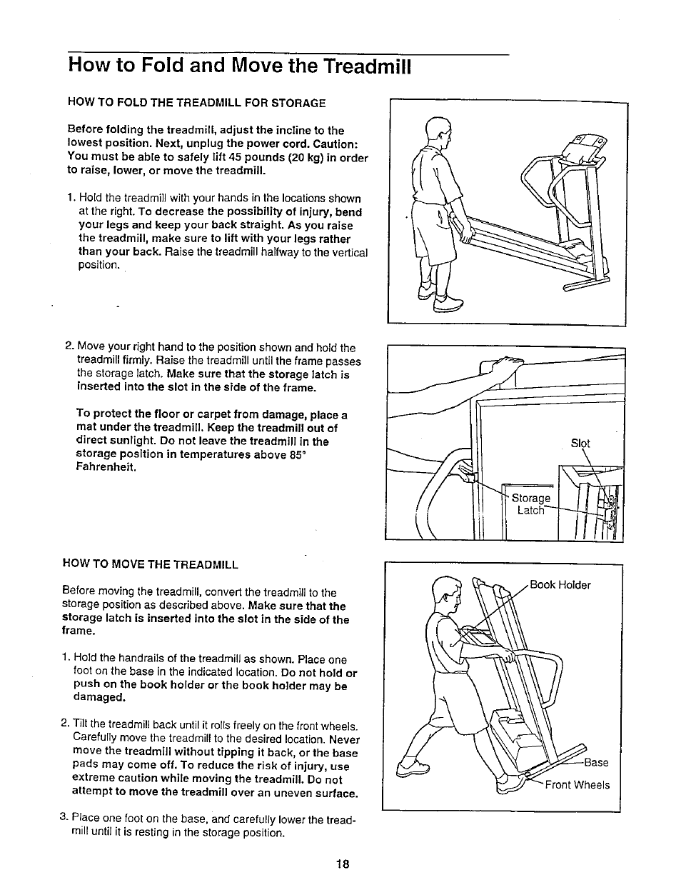 How to fold and move the treadmill | NordicTrack 831.29881 User Manual | Page 18 / 30