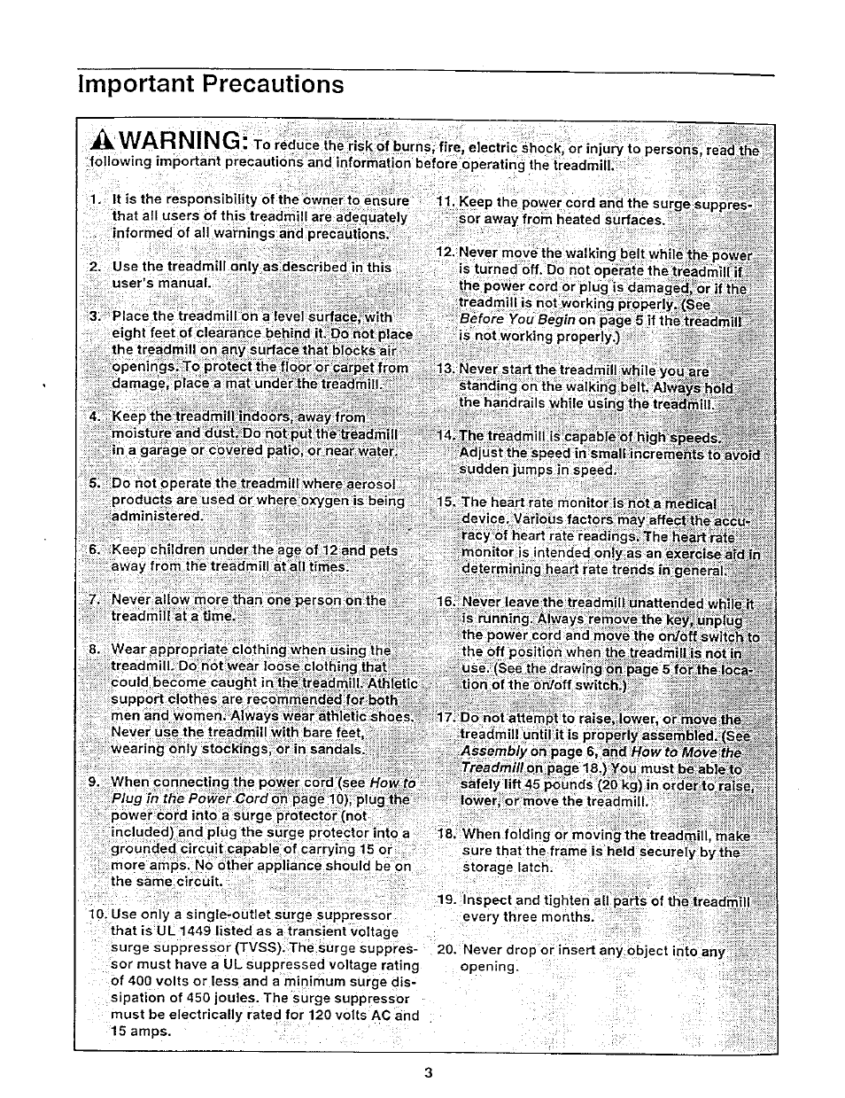 Important precautions, Important precautions vvarning | NordicTrack 831.29881 User Manual | Page 3 / 30