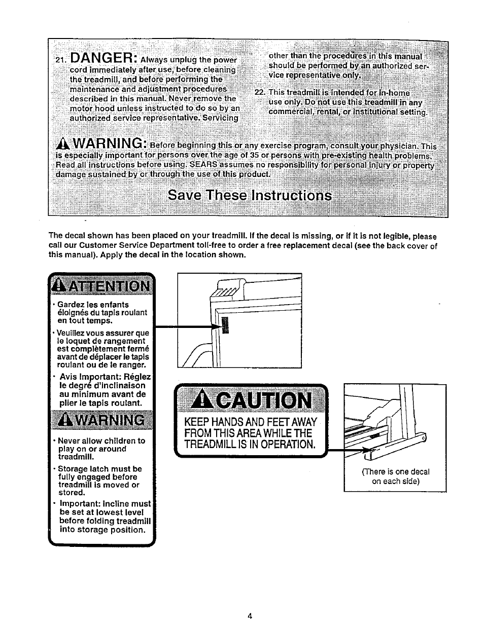 Save these instructions, Caution, Danger | Awarning | NordicTrack 831.29881 User Manual | Page 4 / 30