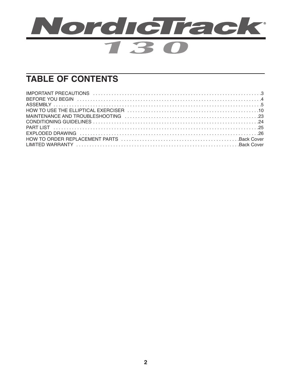 NordicTrack 30510.1 User Manual | Page 2 / 28