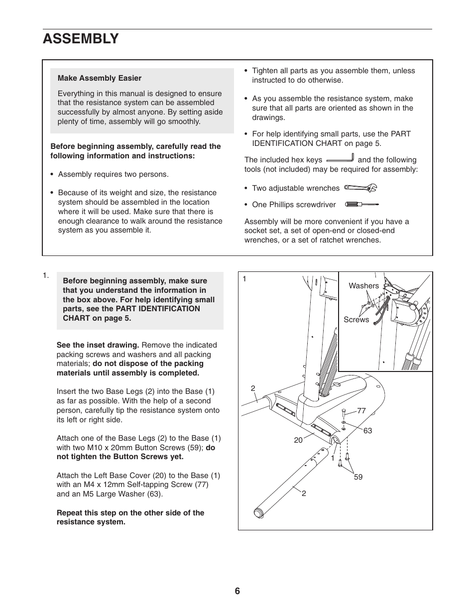 Assembly | NordicTrack NTSY9896.0 User Manual | Page 6 / 20