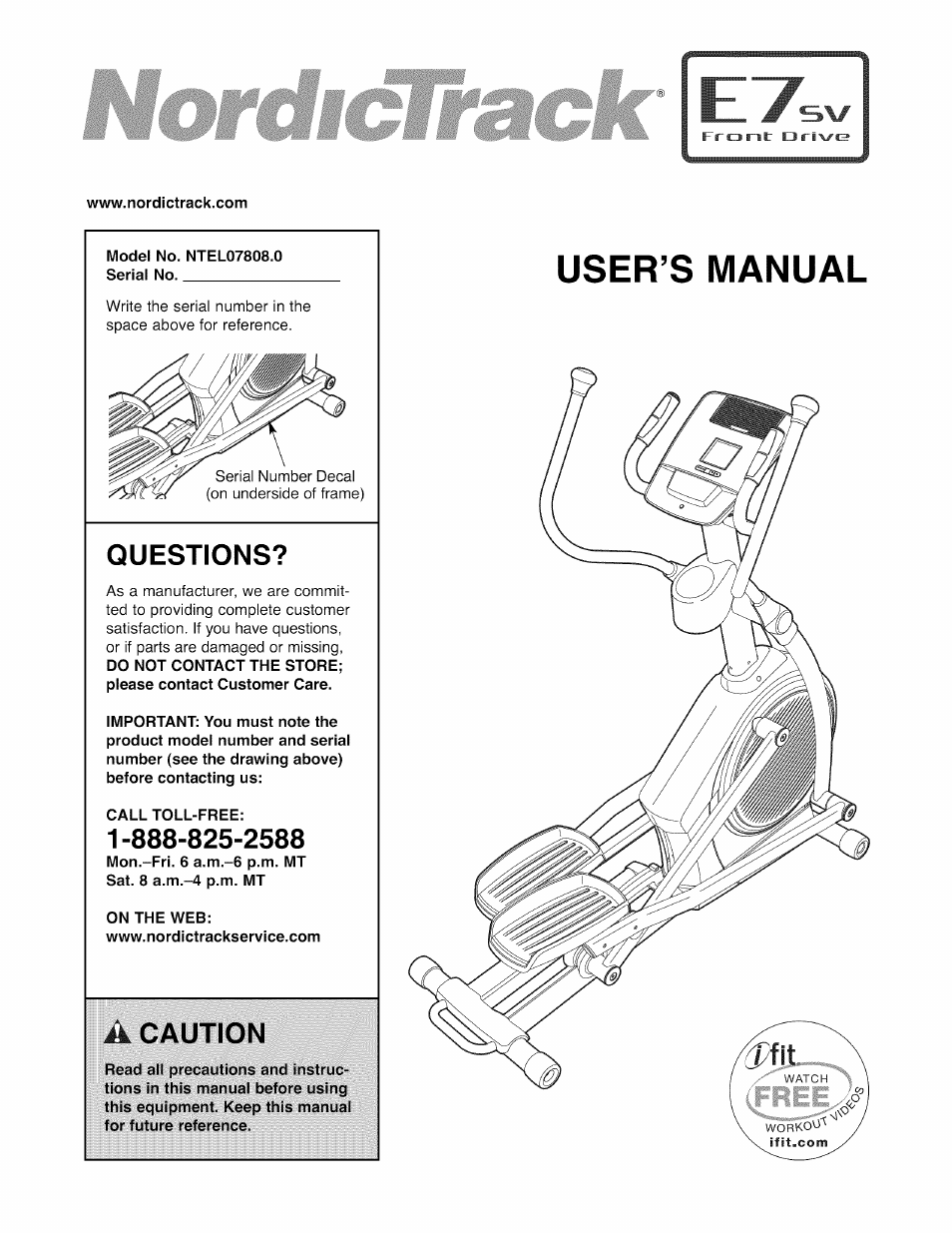 NordicTrack E7SV NTEL07808.0 User Manual | 28 pages