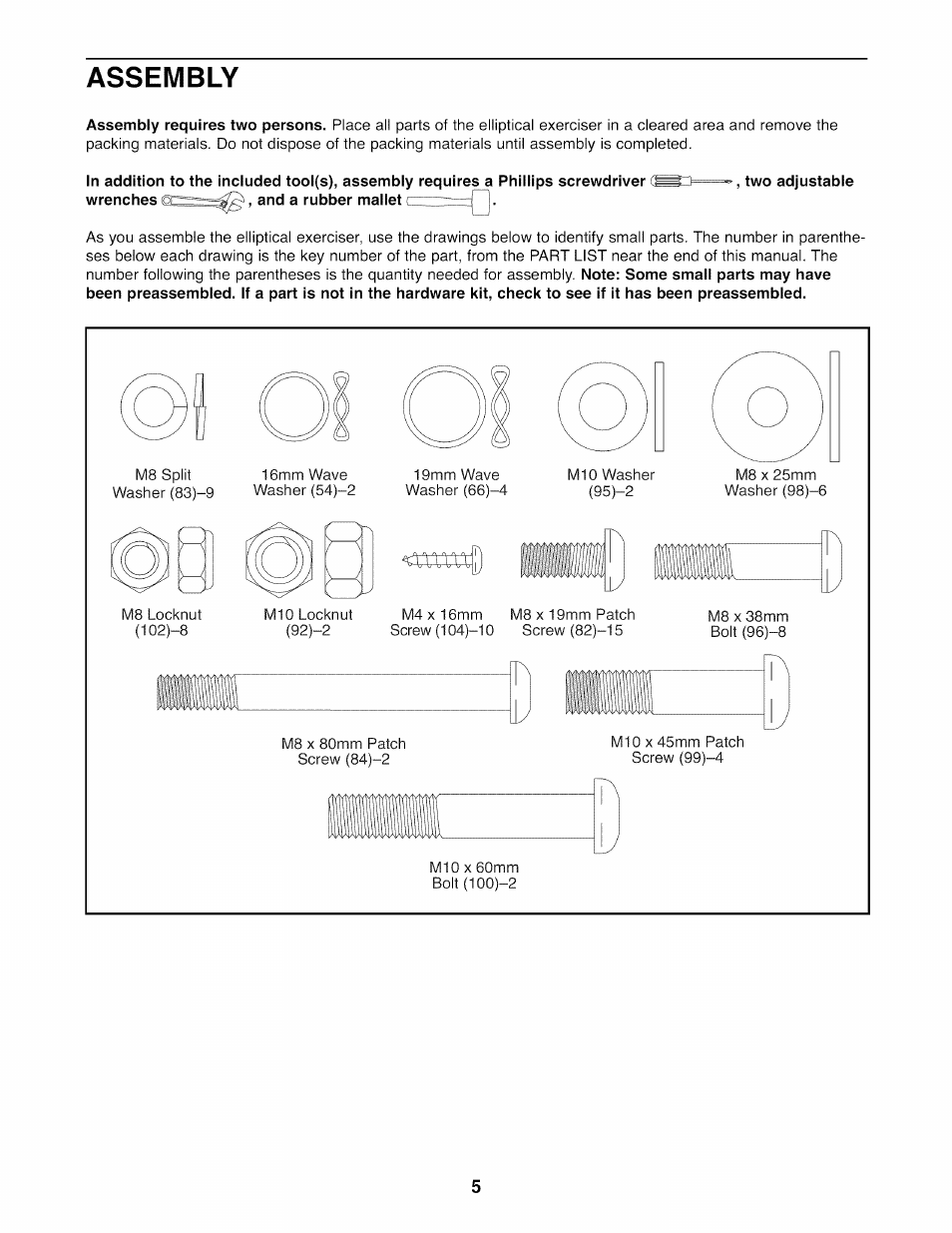 Assembly | NordicTrack E7SV NTEL07808.0 User Manual | Page 5 / 28