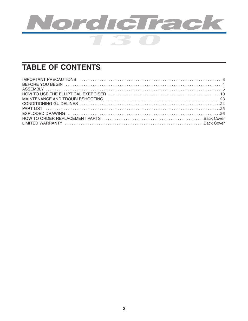 NordicTrack 30510.0 User Manual | Page 2 / 28
