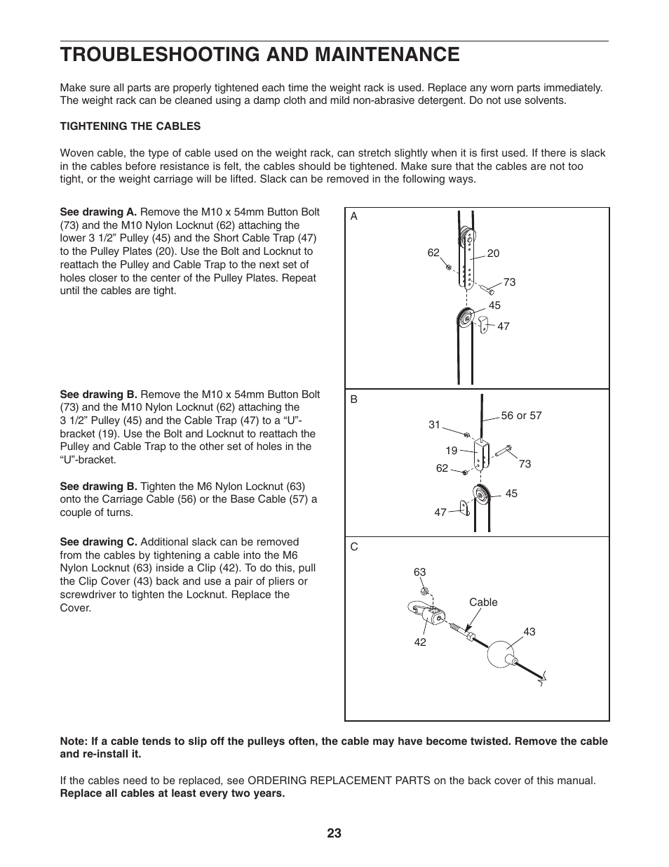 Troubleshooting and maintenance | NordicTrack NTB49030 User Manual | Page 23 / 31