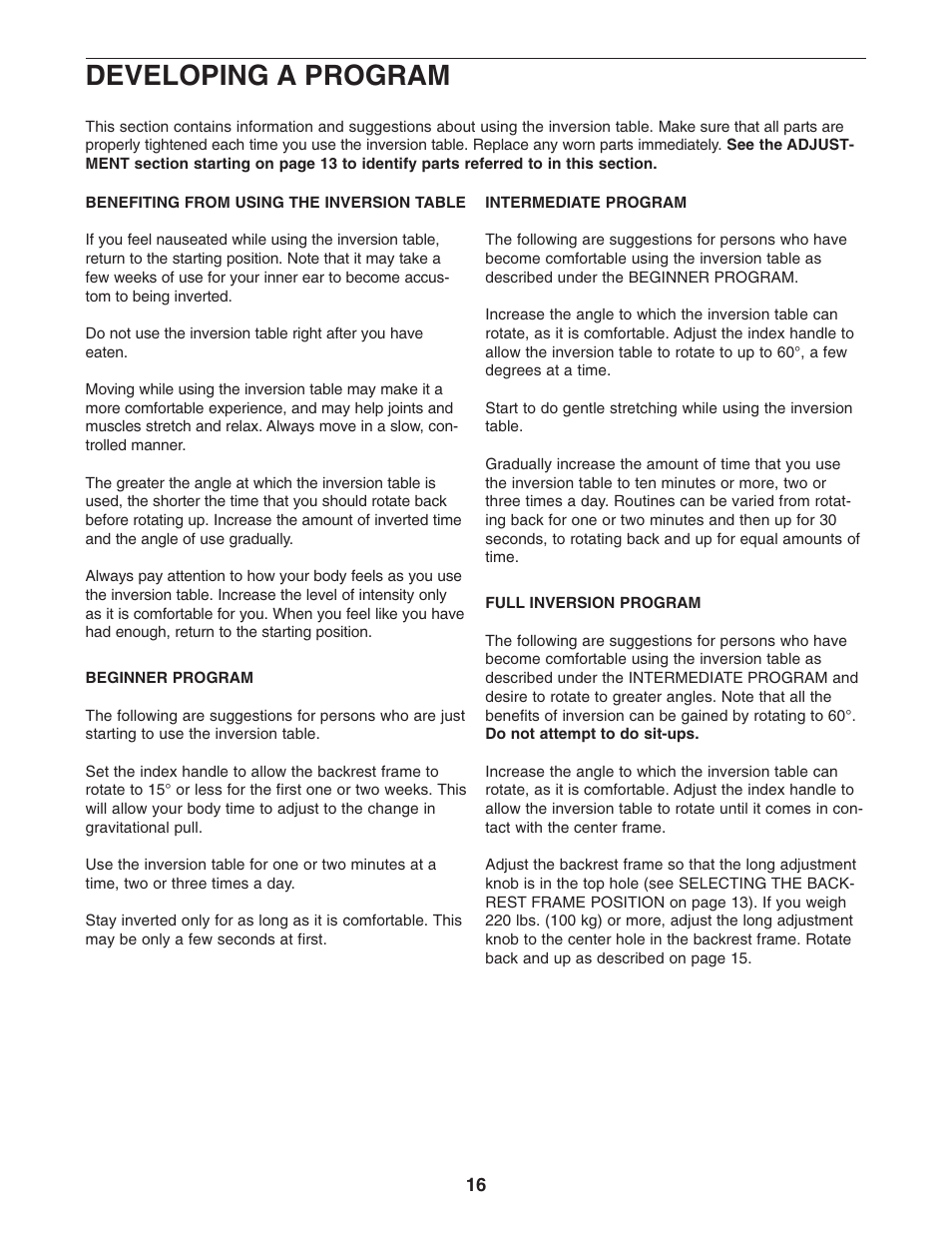 Developing a program | NordicTrack 30792.0 User Manual | Page 16 / 20