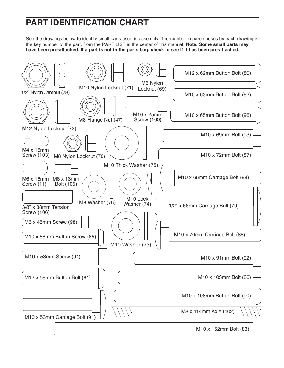 Part identification chart | NordicTrack NTS58740 User Manual | Page 25 / 27
