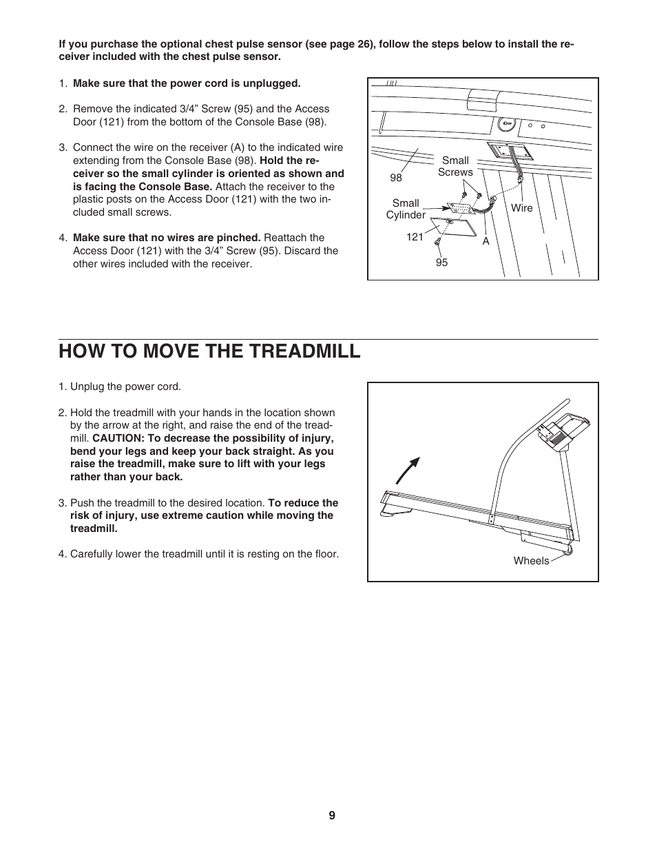How to move the treadmill | NordicTrack NTL1795.2 User Manual | Page 9 / 34