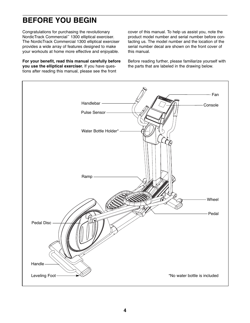 Before you begin | NordicTrack COMMERCIAL NTEL16907.0 User Manual | Page 4 / 28