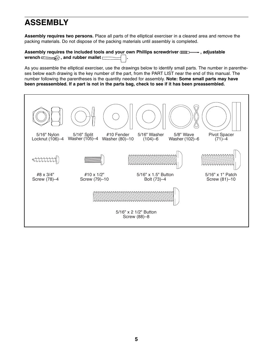 Assembly | NordicTrack COMMERCIAL NTEL16907.0 User Manual | Page 5 / 28