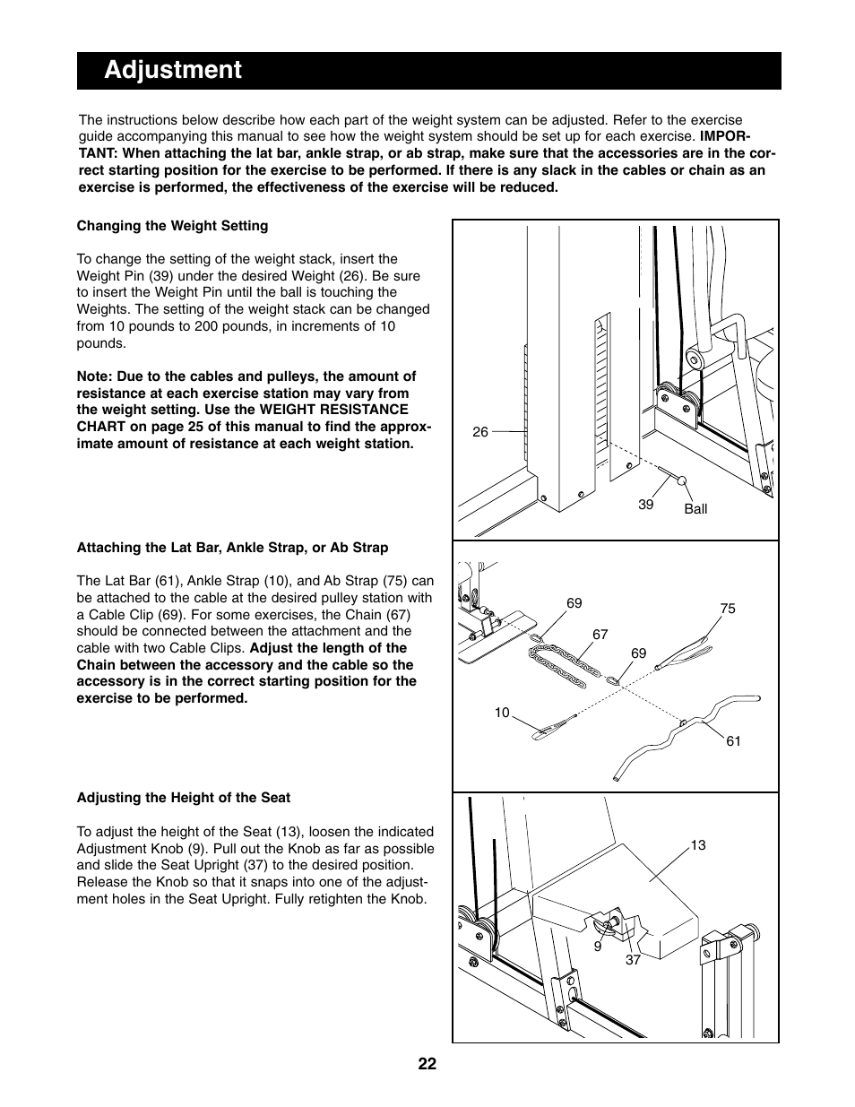Adjustment | NordicTrack 831.159760 User Manual | Page 22 / 33
