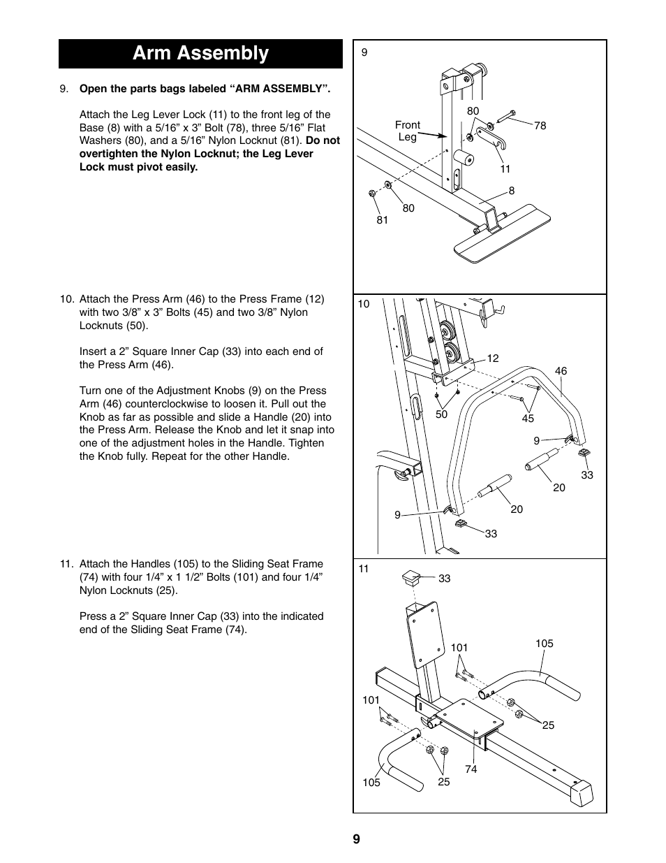 Arm assembly | NordicTrack 831.159760 User Manual | Page 9 / 33