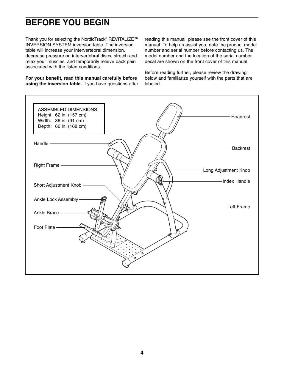 Before you begin | NordicTrack 831.14595.5 User Manual | Page 4 / 20