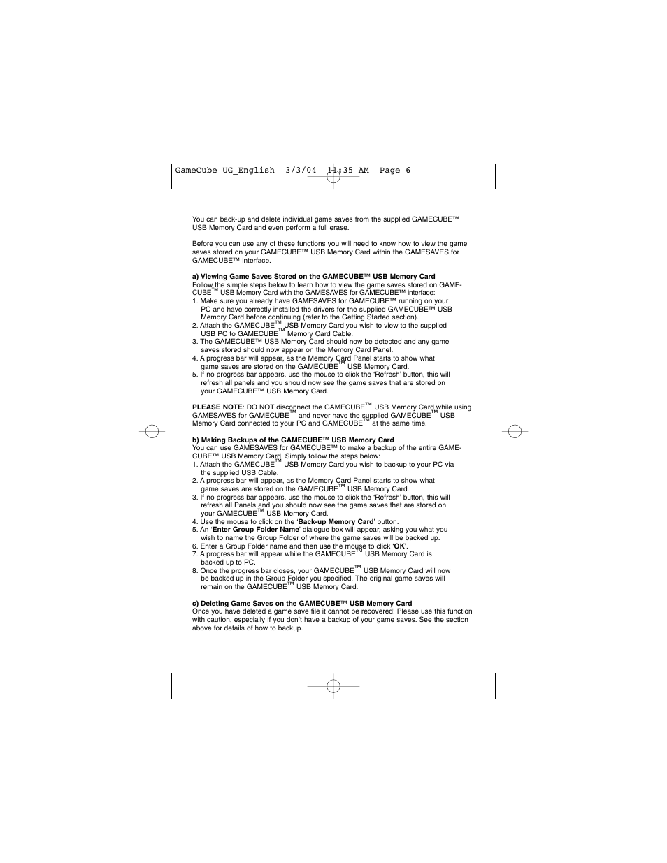 Nintendo GAME CUBE User Manual | Page 6 / 16
