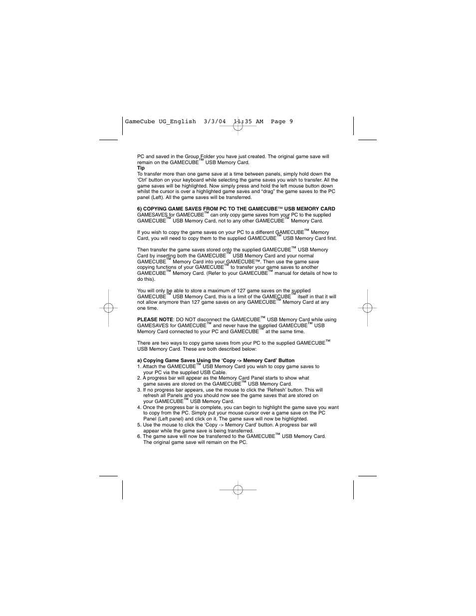 Nintendo GAME CUBE User Manual | Page 9 / 16