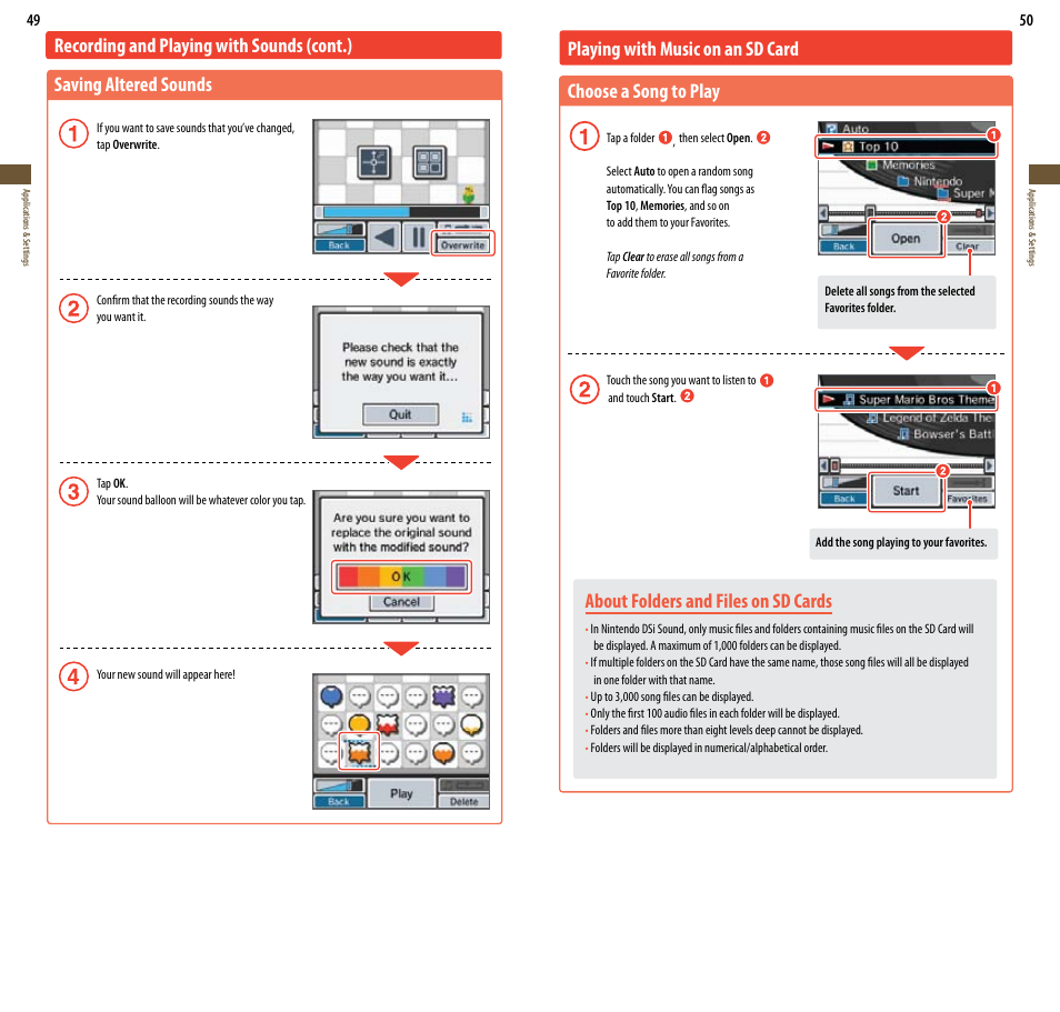 About folders and files on sd cards | Nintendo DSi XL User Manual | Page 26 / 56